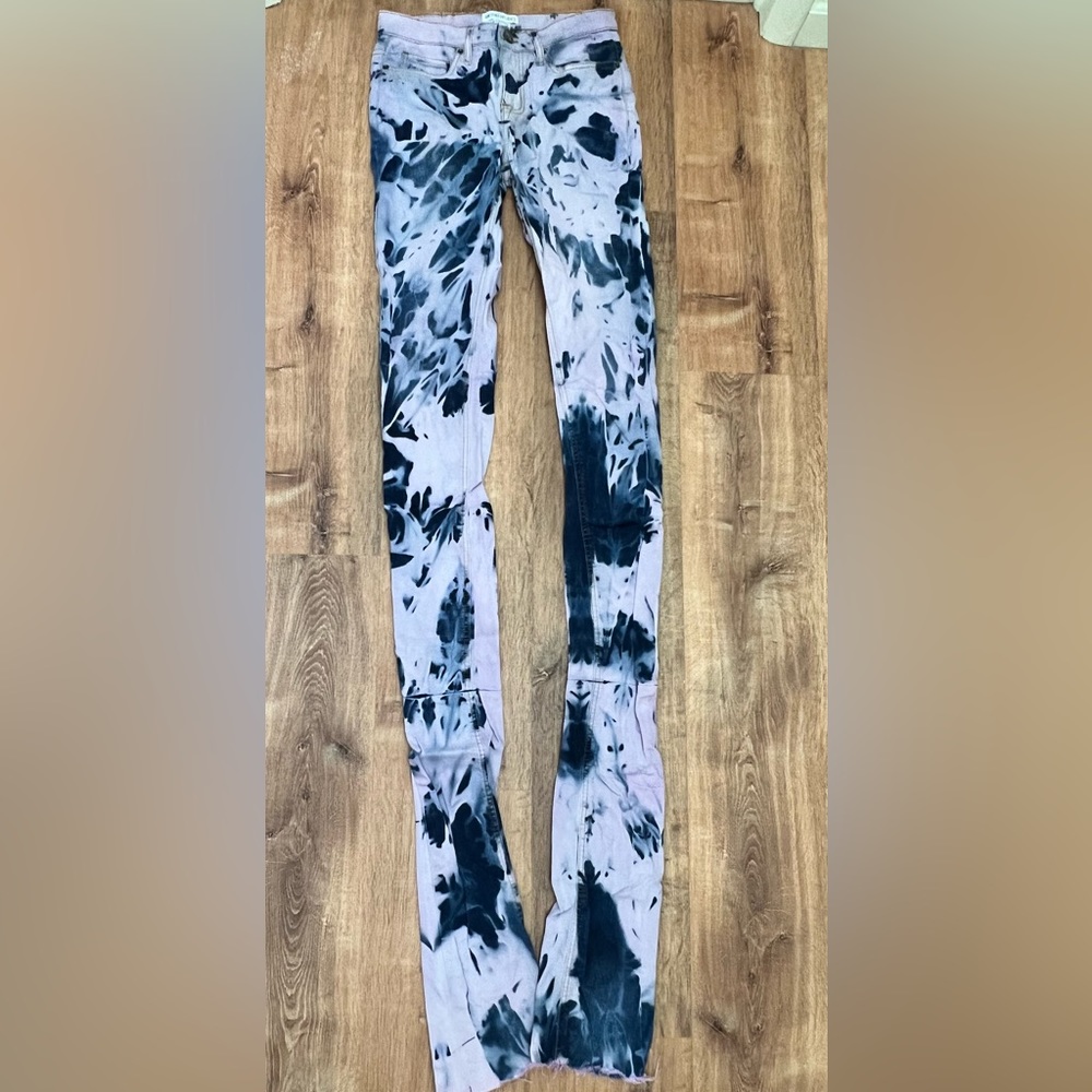 Custom Dyed Lavender Super-Stacked Jeans, 28